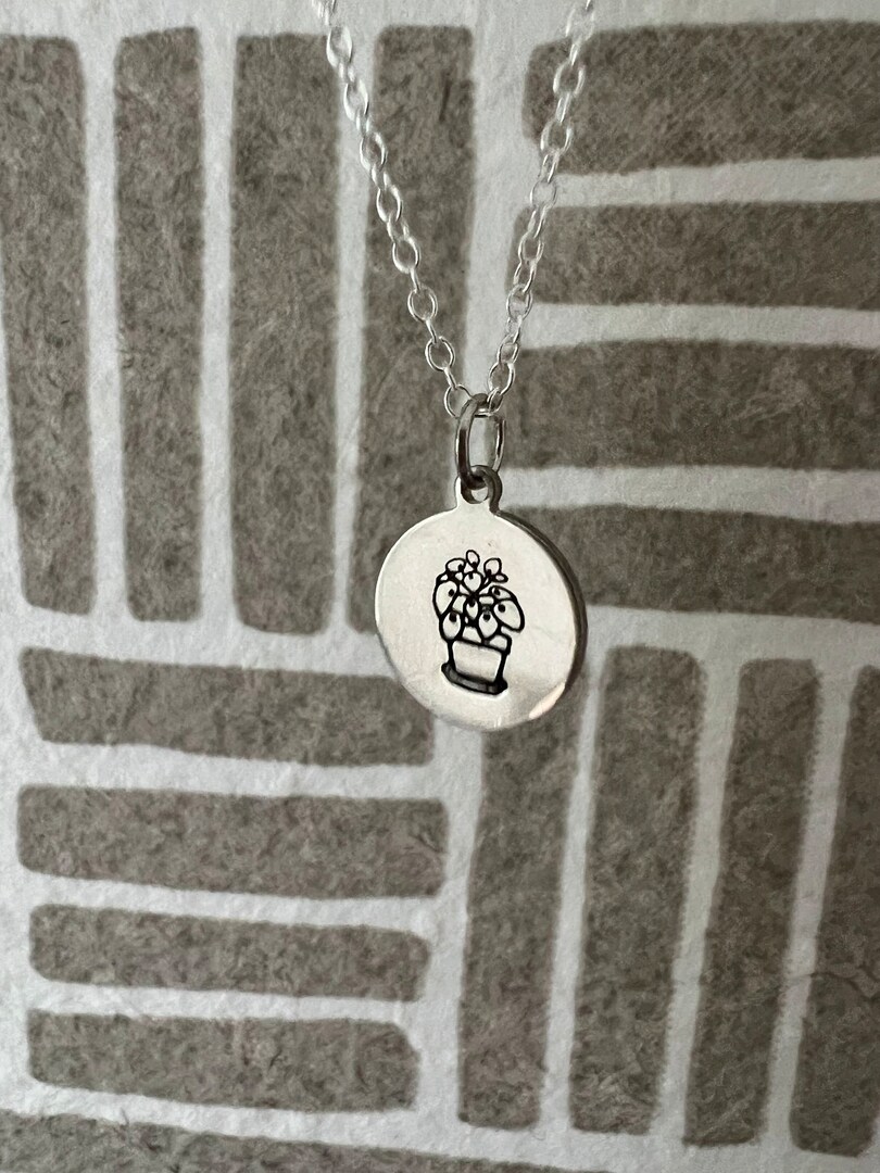 Houseplant Chinese Money Plant Lady Plant Mama Necklace Pendant Circle Coin Disc Metal Gold Silver Handmade MakerPlace by Michaels